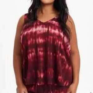 NWT Torrid Red and Pink Tie-Dye Tank Top